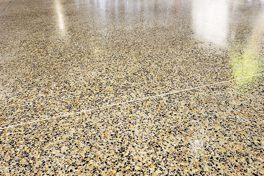 spotted polished concrete floor